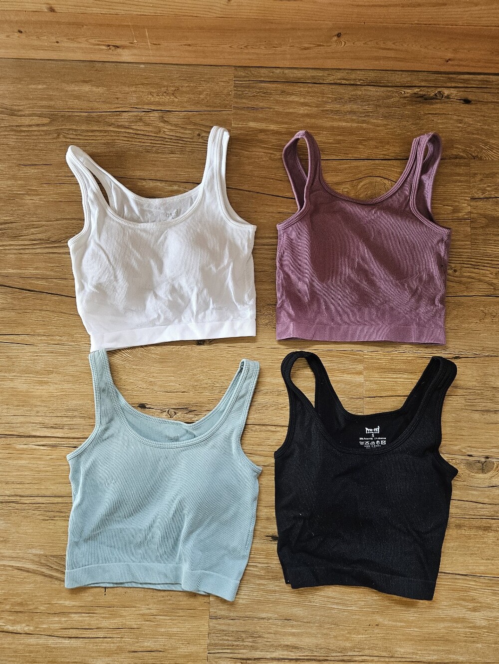 Padded Ribbed Sports Crop Top - White, Mauve, Mint, Black